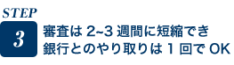 時間短縮でき銀行とのやり取りは1回